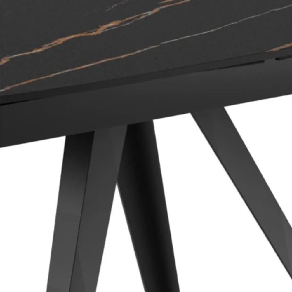 Tavolo da pranzo allungabile in ceramica effetto marmo portoro Glide 120-180x90 cm fino a 8 posti | Duzzle