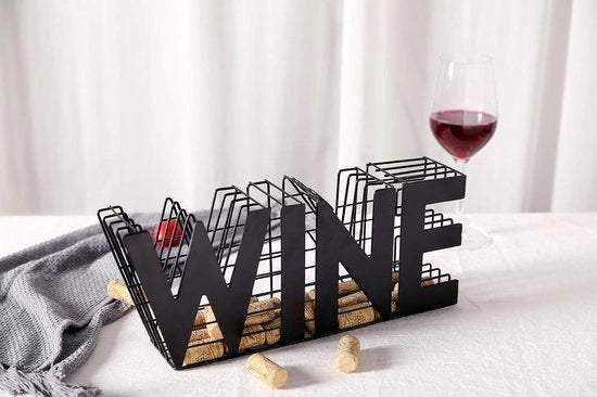 Wine Holder in Metal - Cork Collector - Wine Storage - Wall Mount Design - 34 cm Lunghezza - Rosso