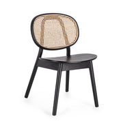 Sedia in Legno di Olmo con Schienale in Rattan Intrecciato - ELOISE