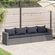 Set Divani da Giardino 4 pz con Cuscini Grigio in Polyrattan