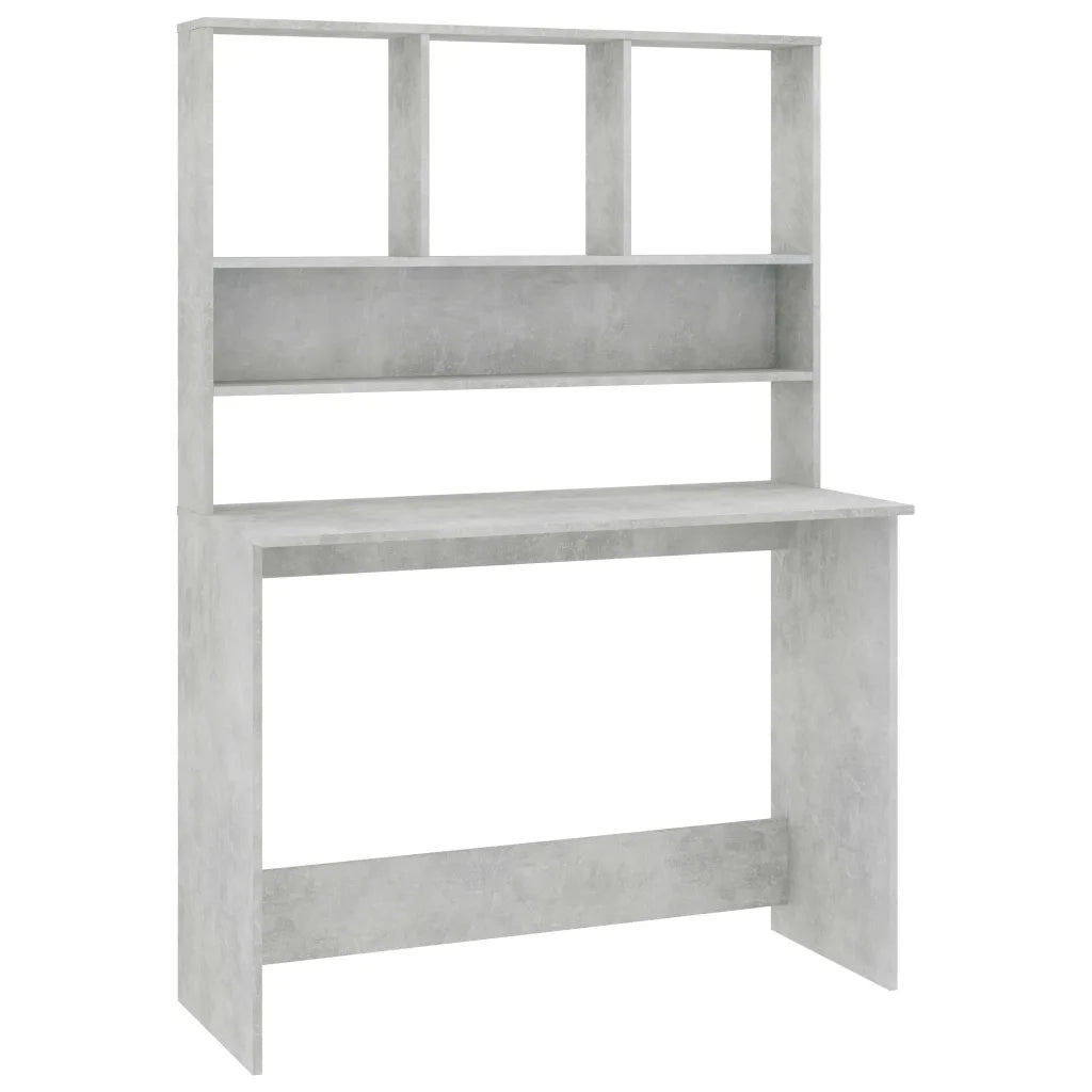Scrivania con Mensole Grigio Cemento 110x45x157cm in Truciolato cod mxl 64344