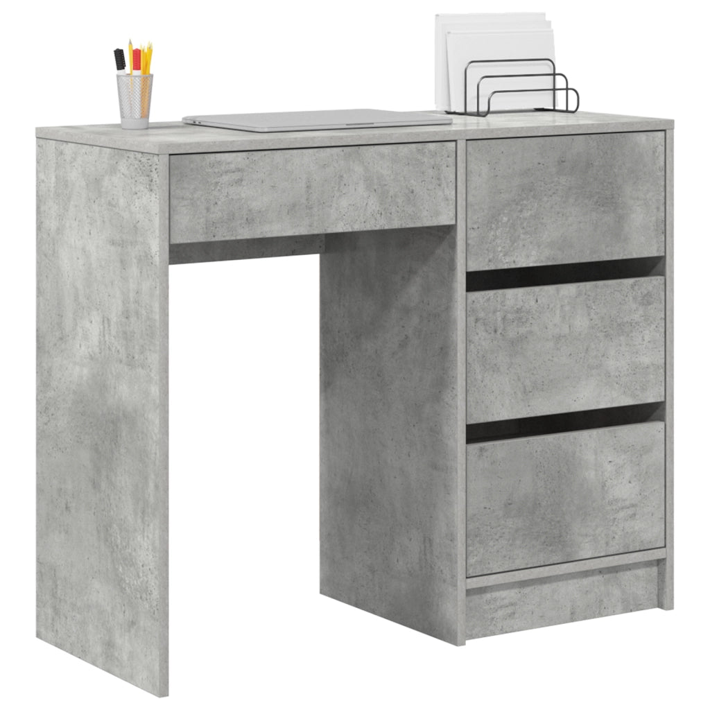 Scrivania Grigia Grigio Cemento Cemento Standard Stoccaggio