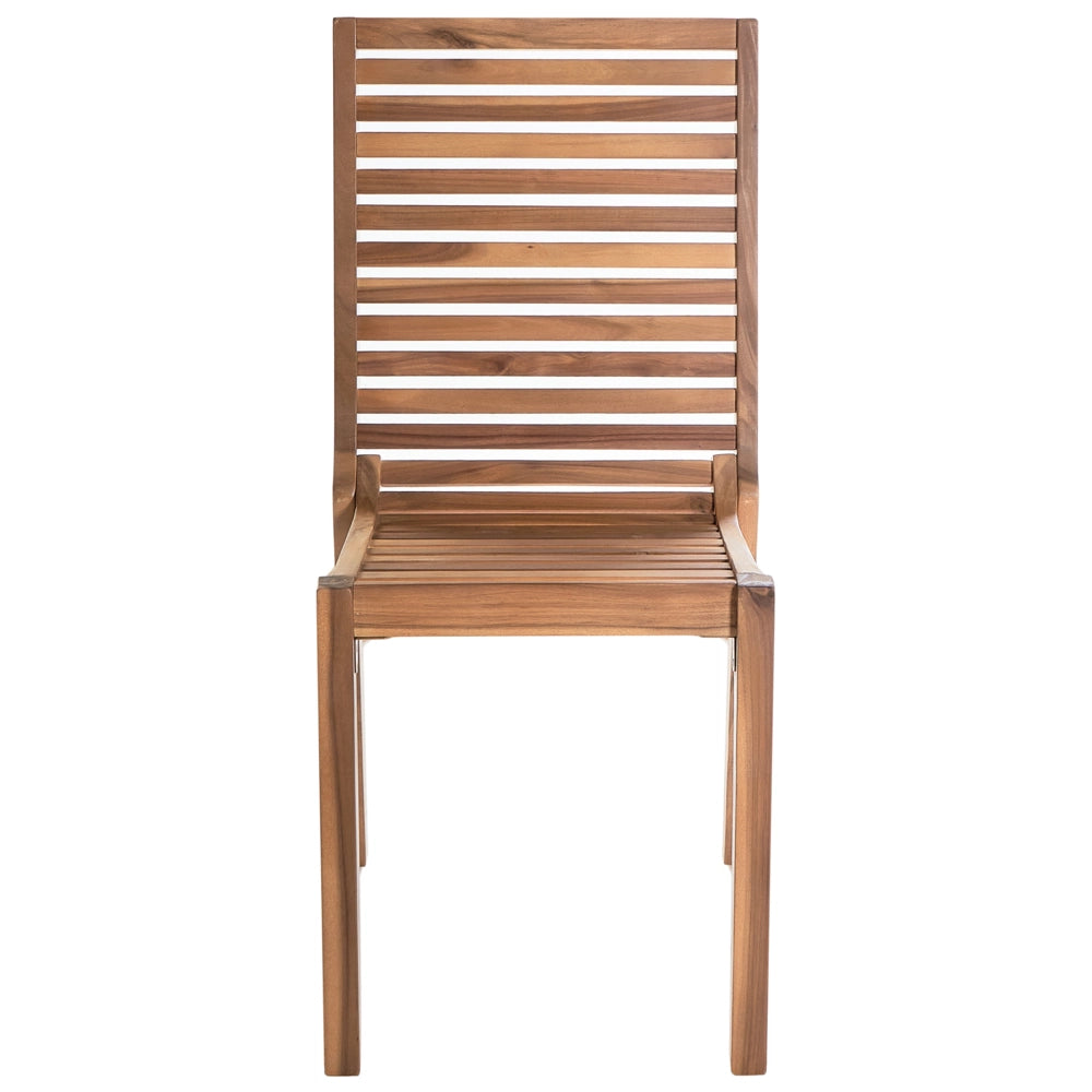 Set di 4 sedie da giardino in legno di acacia marrone chiaro per esterni senza braccioli in stile rustico