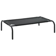 Cuccia rialzata per cani piccola cesta per cani in textilene 90 x 50 x 20 cm nero 02_0001544