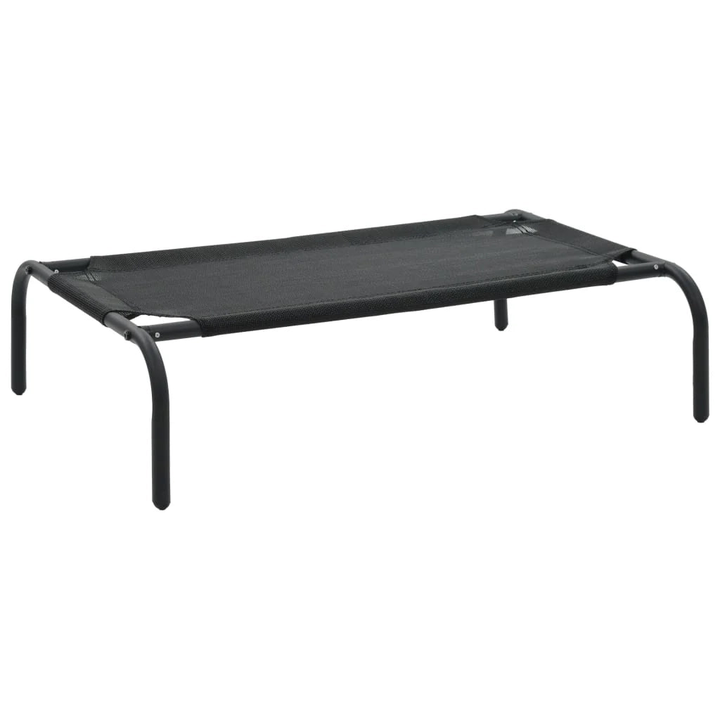 Cuccia rialzata per cani piccola cesta per cani in textilene 90 x 50 x 20 cm nero 02_0001544