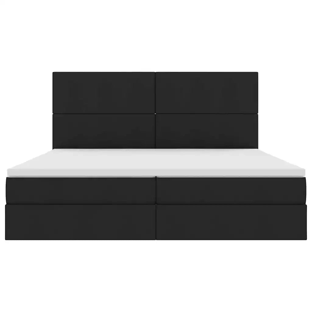 Letto con contenitore LED e materasso Nero 200 x 200 cm Tessuto