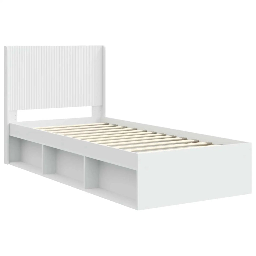 Struttura del letto con stoccaggio e testata Bianco 90 x 190 cm 3413901