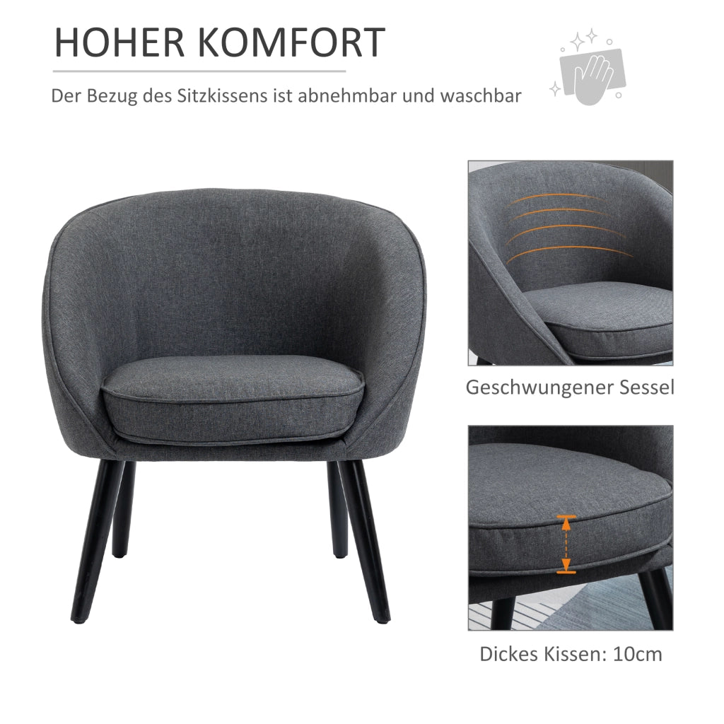 Poltrona relax tessuto effetto lino gambe legno ¨C Xylo ¨C grigio