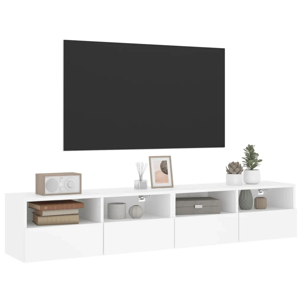 Mobili TV a Parete 2pz | Armadietto TV | Mobile Porta TV Bianchi 80x30x30 cm in Legno Multistrato