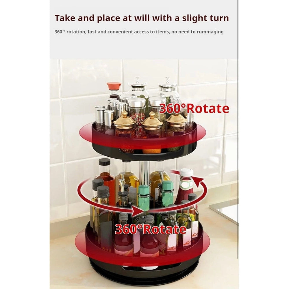 Trade Shop - Portaspezie Organizer Mensola Girevole A 360° Per Cucina Bagno Soggiorno Camera 2 Livelli -