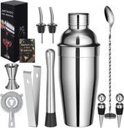 Set di cocktail 10 pezzi in acciaio inossidabile con set di cocktail e libro di ricette - 750 ml set di barista premium per la bar home.