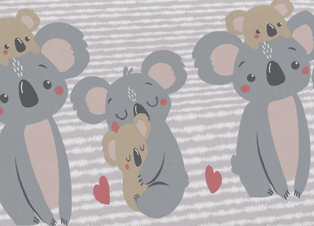 Telo Arredo Multiuso Linea Pensieri Delicati In Cotone Disegno Koala Family - Matrimoniale - Beige