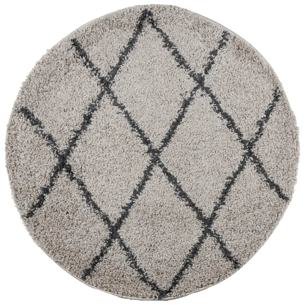 Tappeto Shaggy a Pelo Lungo Beige e Antracite Ã˜ 120 cmcod mxl 111388