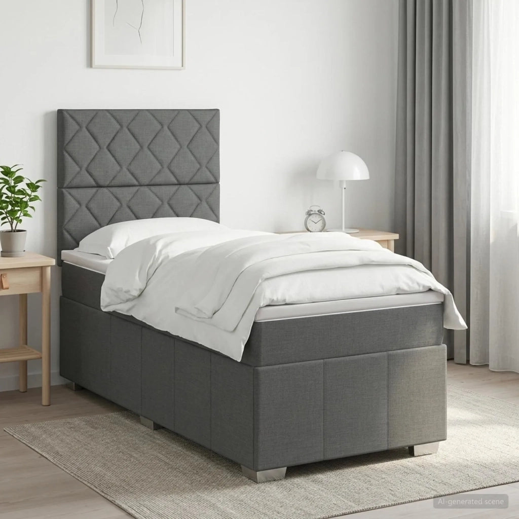 Letto box spring con materasso Grigio Scuro 90 x 190 cm Tessuto 3454037