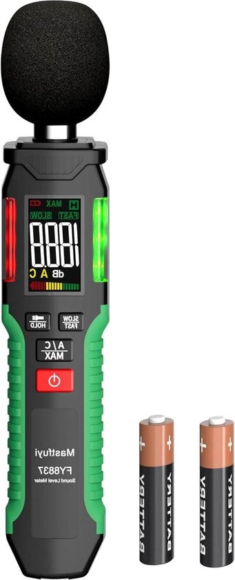 Decibelmetro digitale misuratore del livello del rumore portatile SPL con display LCD a colori - 30-130 dB con audio A/C pesato - data hold maxhold per uso domestico ufficio