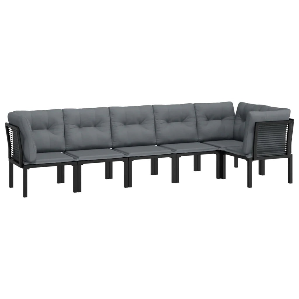 Set di mobili da giardino mobili da esterno set da 6 pezzi resina intrecciata nera e grigia 02_0017046