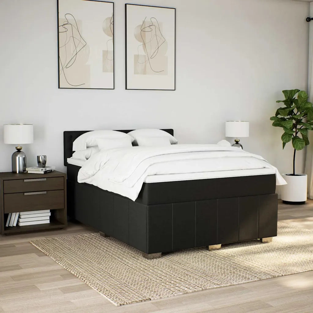 Giroletto a Molle con Materasso Nero 140x200 cm in Tessuto