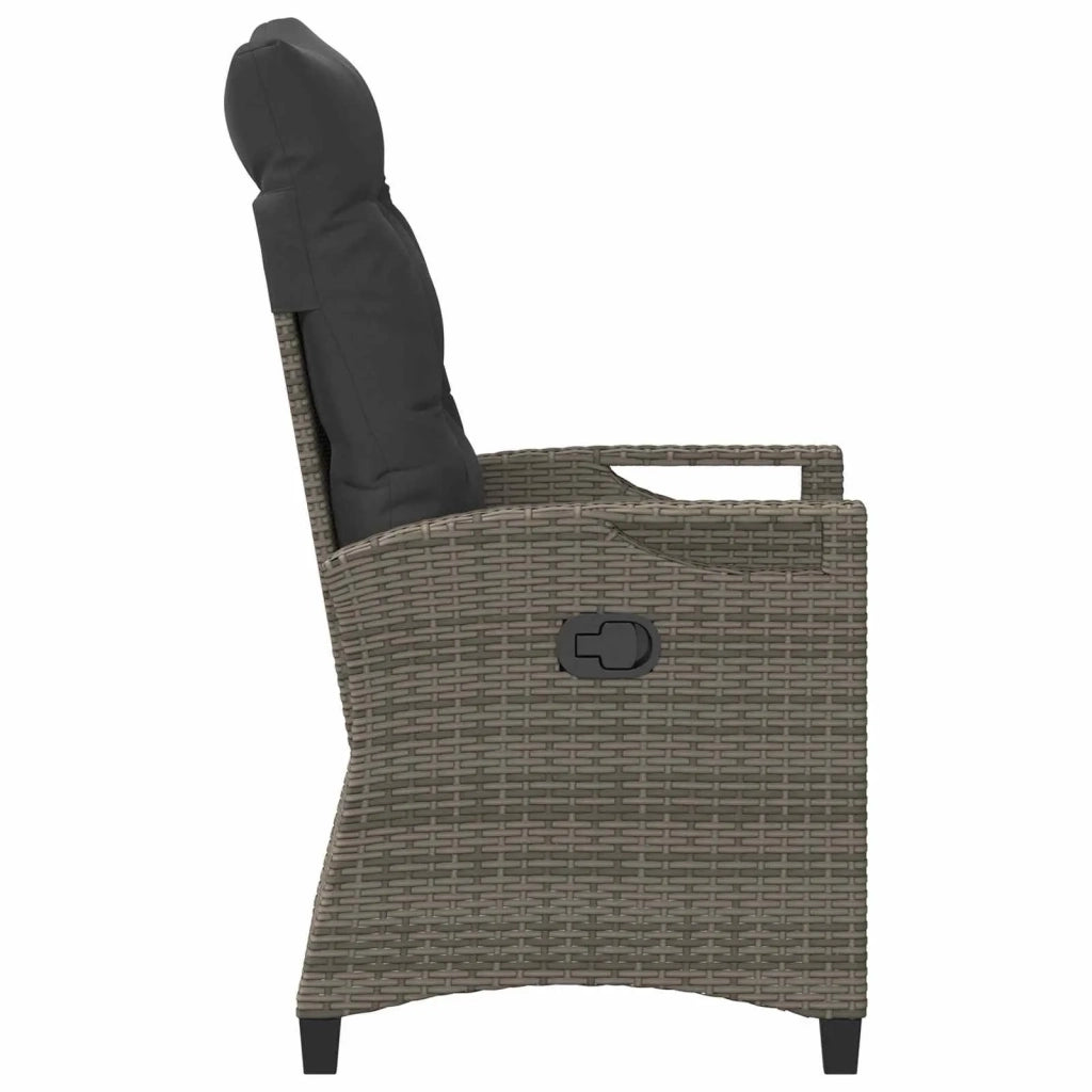 Sedia da giardino reclinabile Grigio e Grigio Scuro polyrattan
