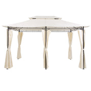 Gazebo Tessuto Beige Struttura in Acciaio Nero 300 x 400 cm Tende da Giardino