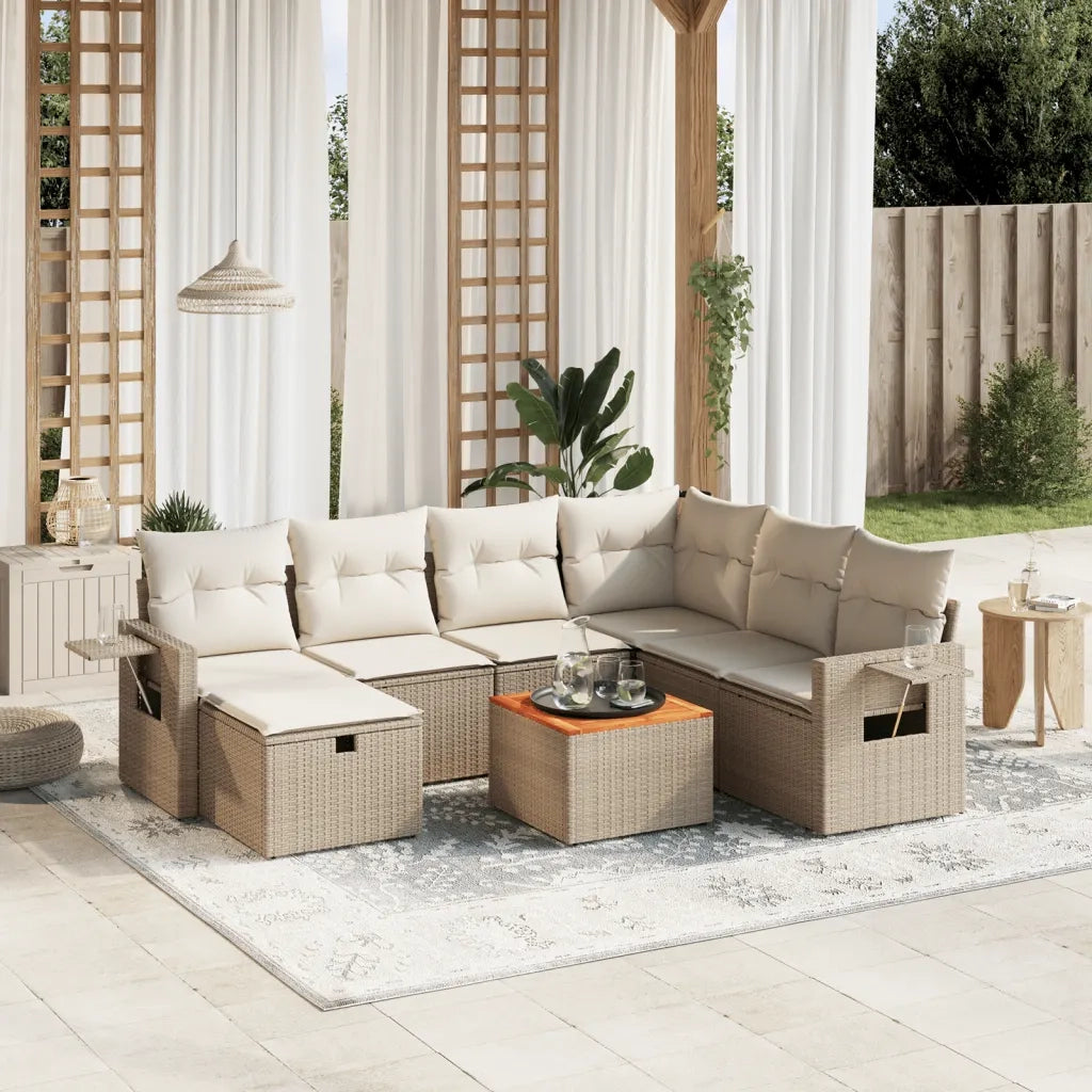 Set Divano da Giardino 8 pz con Cuscini Beige in Polyrattancod mxl 93215