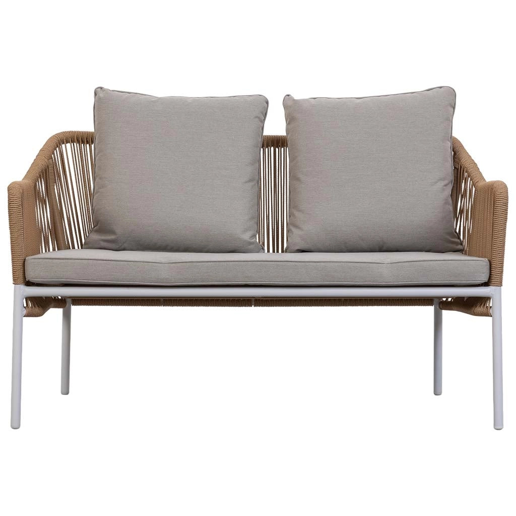 Tavolo, divano e 2 poltrone beige, 110x65x45, 72x79x76, 146x79x76