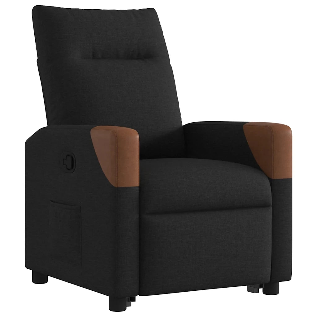 Poltrona Alzapersona Reclinabile Nera in Tessuto 3324008