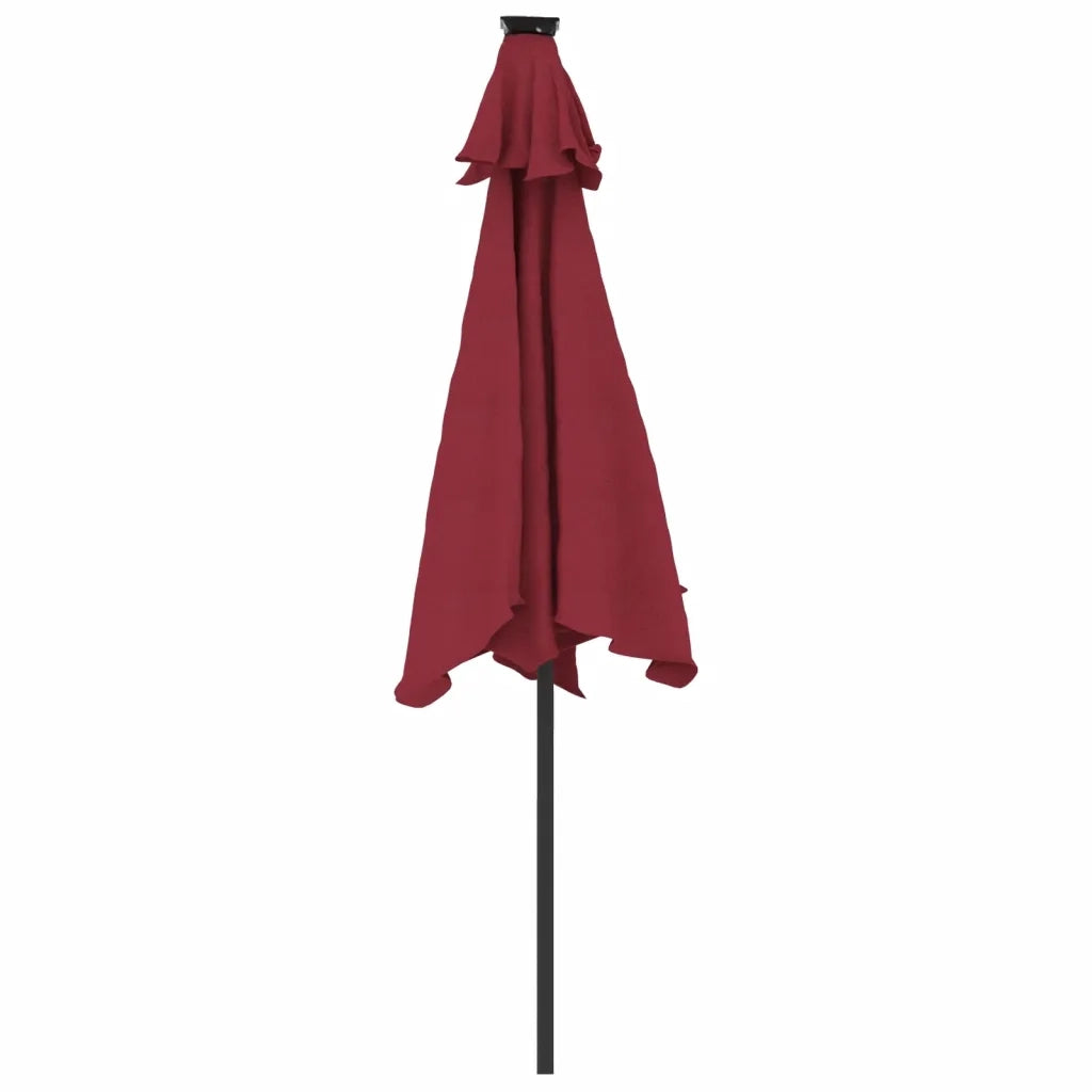 vidaXL Ombrellone Giardino LED Palo Acciaio Rosso Bordò 225x225x212 cm