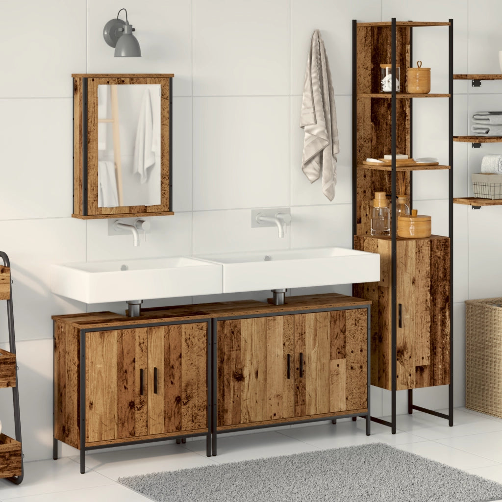 Set di Mobili da Bagno in 4 Pezzi Legno Antico