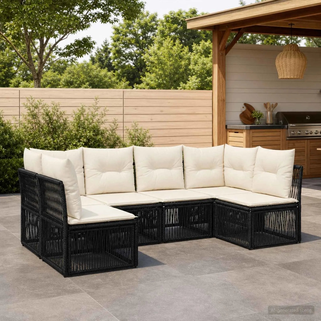 Set Divano da Giardino 6 pz Nero polyrattan 3434158