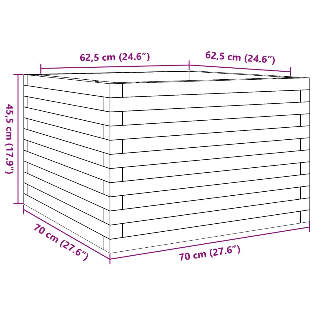 vidaXL Fioriera da Giardino 70x70x45,5 cm in Legno Massello di Pino
