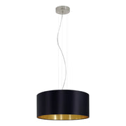Lampadario A Sospensione Contemporaneo Maserlo Acciaio Nichel Nero 3 Luci E27
