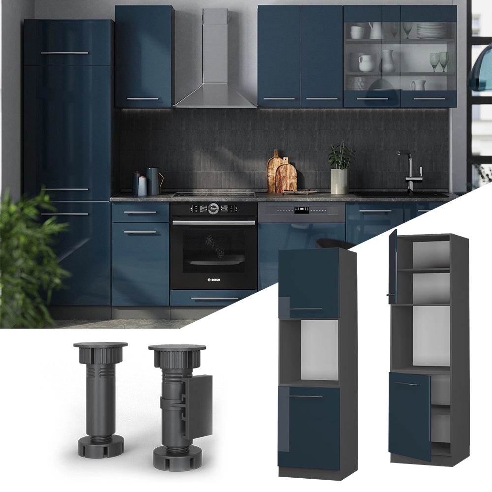 Vicco Mobile per forno da incasso Blu scuro lucido 60 cm aperto