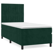 Letto singolo | Letto per adulti | Giroletto a Molle con Materasso Verde Scuro 90x200 cm Velluto