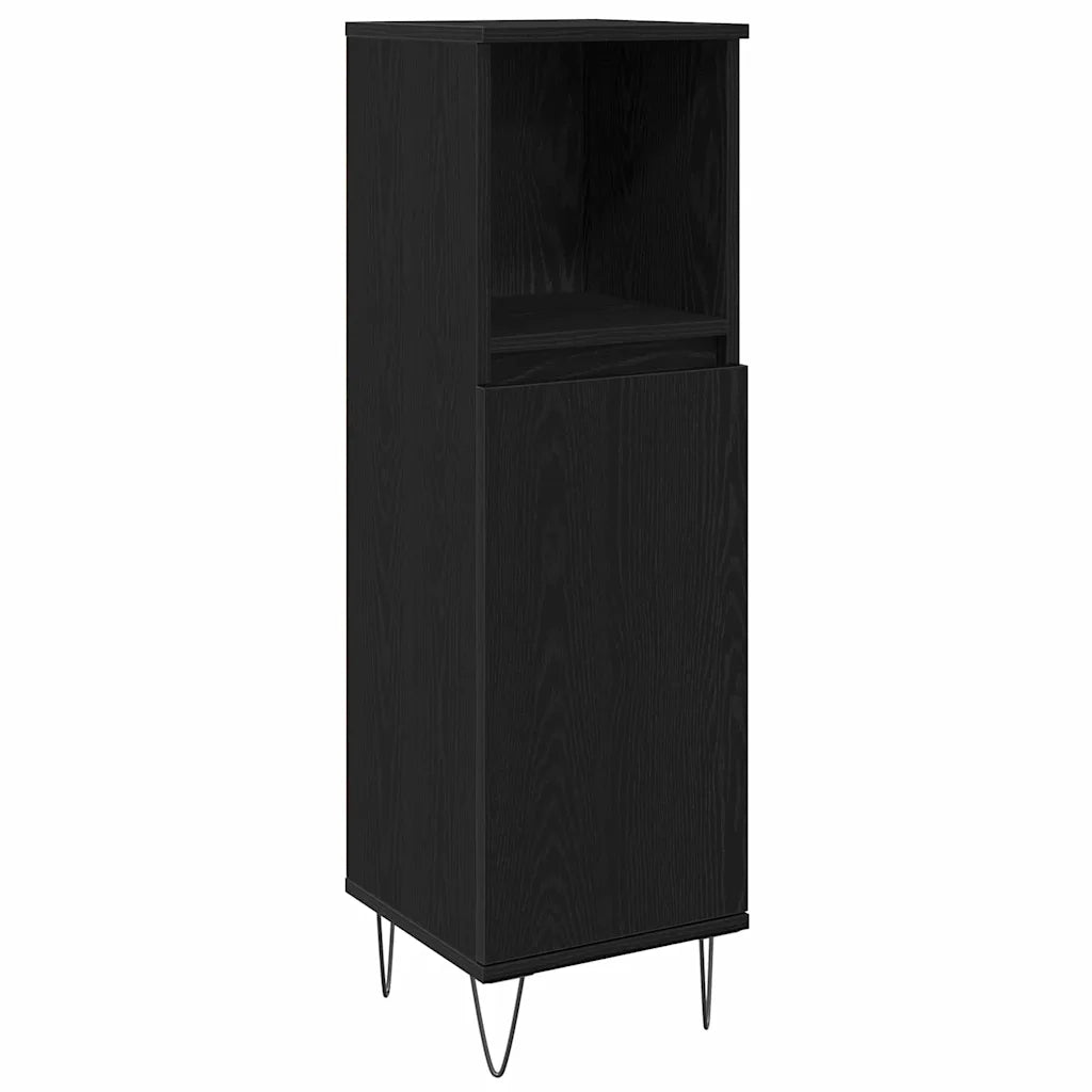 Set di mobili per il bagno 3 pcs Rovere Nero Legno multistrato