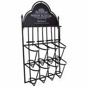 Portabottiglie da parete in metallo per 8 bottiglie 53x17x90h cm
