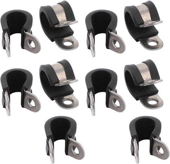 Flessibili R-vormig in acciaio inossidabile con guaina di gomma, 10 pezzi - Ø 13 mm - Klemme per cavi