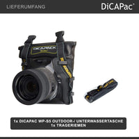 DiCAPac WP-S5 Borsa impermeabile per fotocamera con obiettivo, custodia subacquea, protezione dall'acqua fino a 5 metri di profondità, nera e marrone scuro