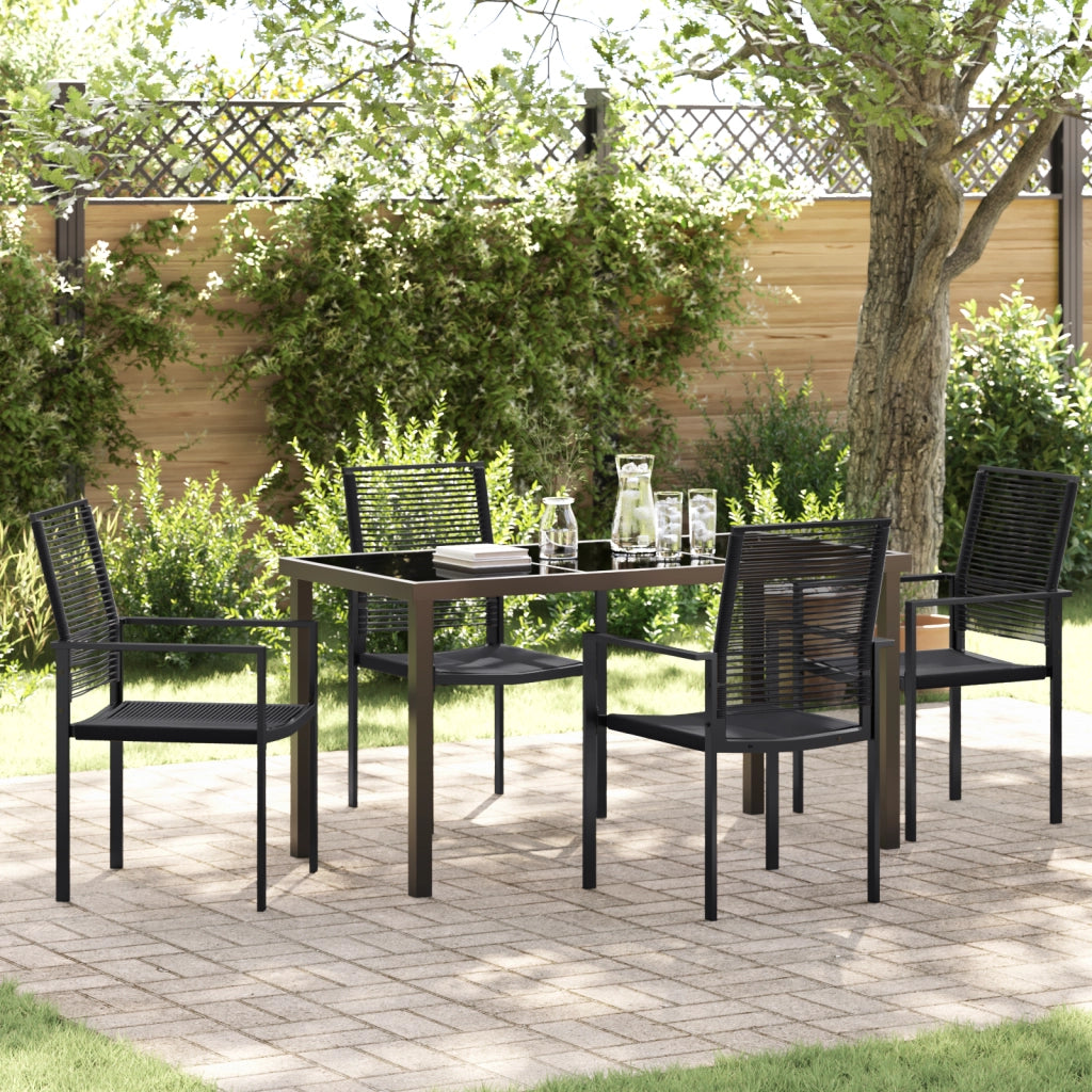 Set da Pranzo da Giardino 5 Pezzi Nero Rattan PVC