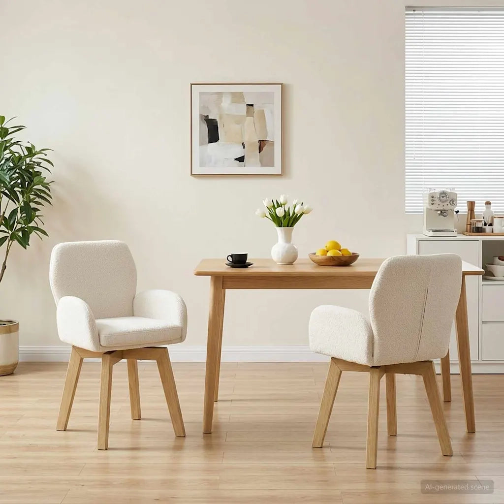Sedie da pranzo girevoli 2 pcs Bouclé Crema 54 x 58 x 87 cm 42034331