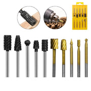Trade Shop - Set 10 Mini Frese Raspe In Acciaio Per Lavorazione Rifinitura Legno Codolo 3 Mm -