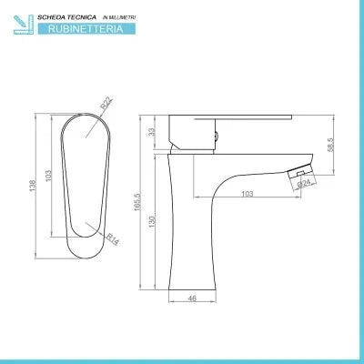 Set miscelatori lavabo bidet vasca nichel nero satinato serie  Lizzy