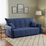 Divano Letto Alaric, Divano a 2 posti, Made in Italy, SofÒ  Soggiorno con apertura a carrello con apertura a carrello, in tessuto imbottito, con Braccioli standard, cm 150x90h85, colore Blu