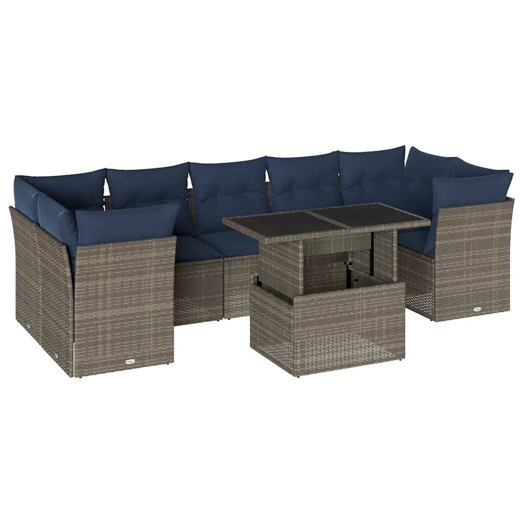 Set Divani da Giardino 8 pz con Cuscini Grigio in Polyrattan 3266401