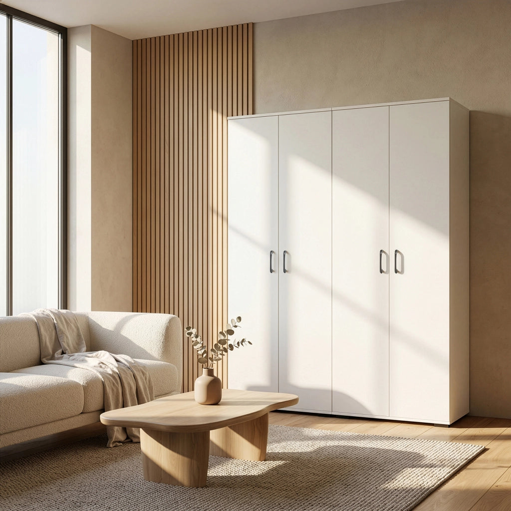 Armadio Chalvefted a 2 Ante Guardaroba con Barra Appendiabiti e 4 Ripiani Regolabili 175 x 60 x 35 cm - Bianco [en.casa]