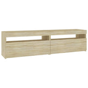 Mobile TV multimediale scaffale TV credenza mobile TV sala da pranzo soggiorno camera da letto 2 pezzi con luci LED rovere Sonoma 75 x 35 x 40 cm marrone 02_0028578
