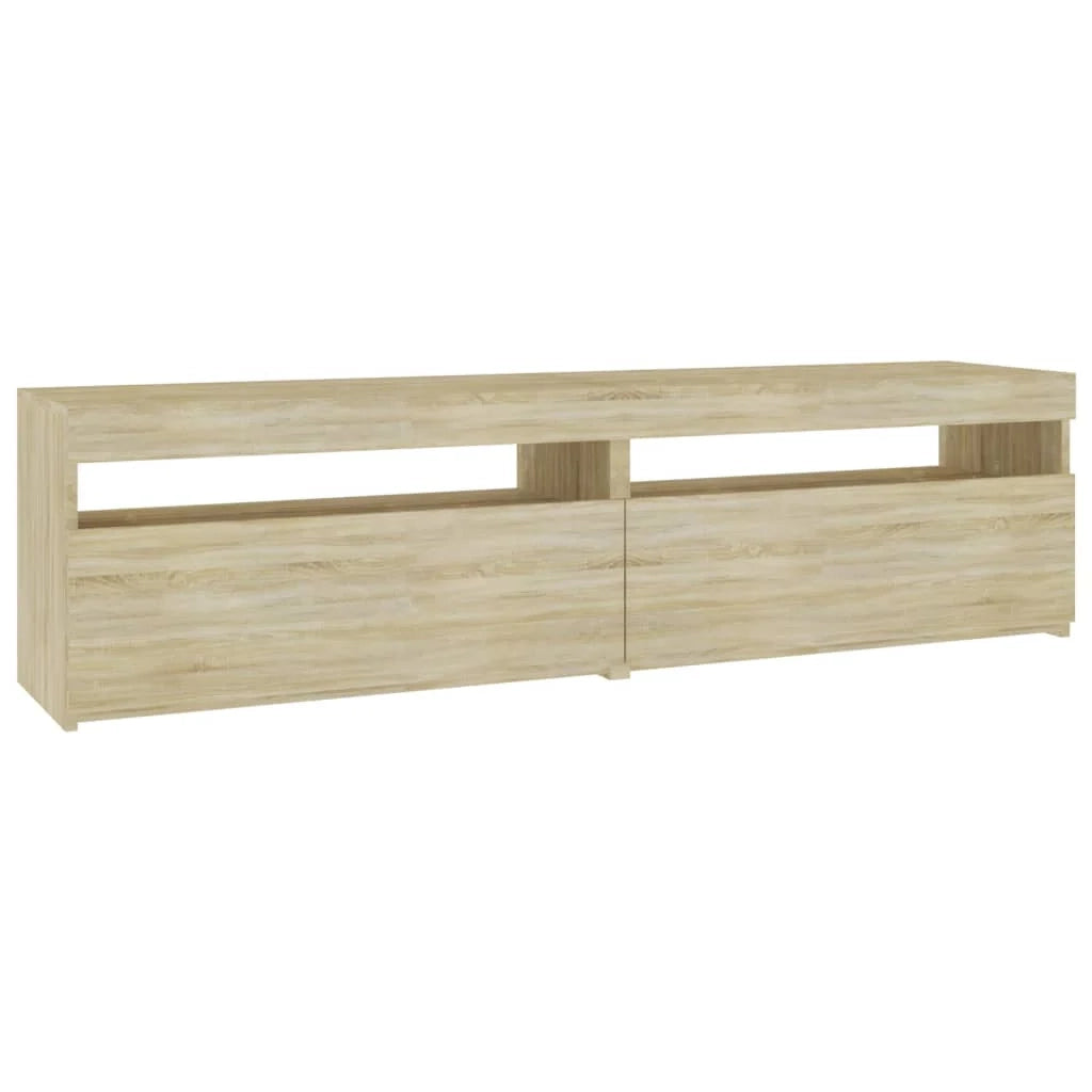 Mobile TV multimediale scaffale TV credenza mobile TV sala da pranzo soggiorno camera da letto 2 pezzi con luci LED rovere Sonoma 75 x 35 x 40 cm marrone 02_0028578