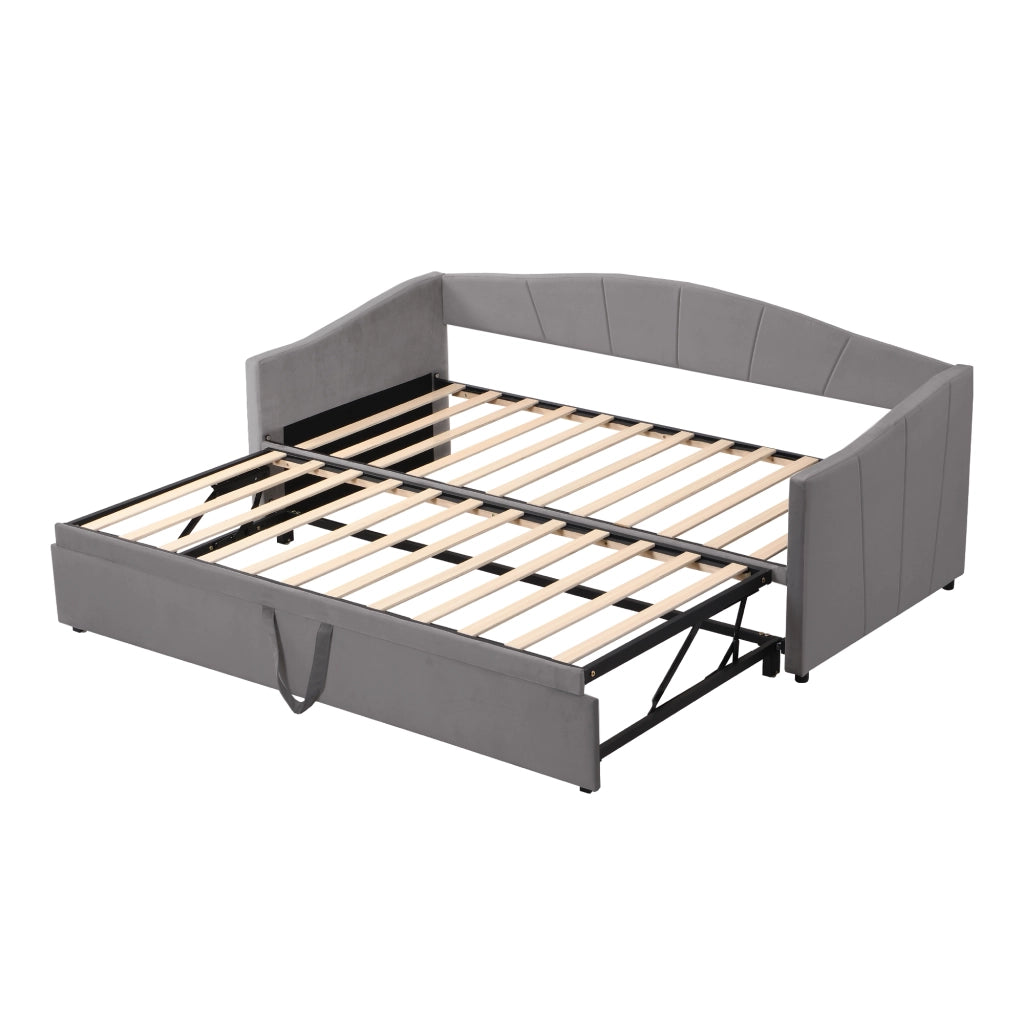 Letto sofa estraibile in velluto grigio 180x200 cm