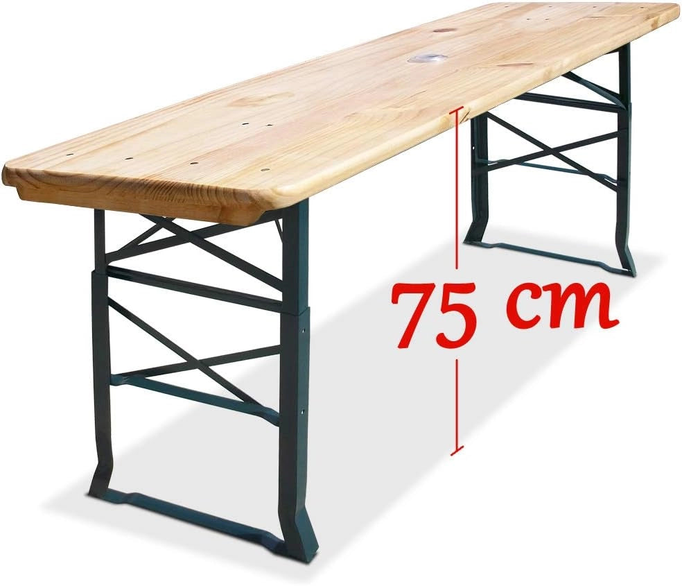 Deuba Tavolo da Birreria alto da bar pieghevole legno 170cm altezza regolabile con foro ombrellone