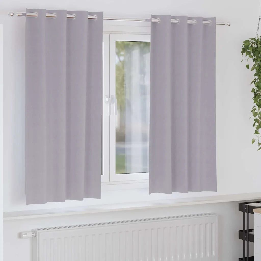 Tende Blackout con Anelli 2 pz Grigio Metallico 175 x 140 cm 4107359