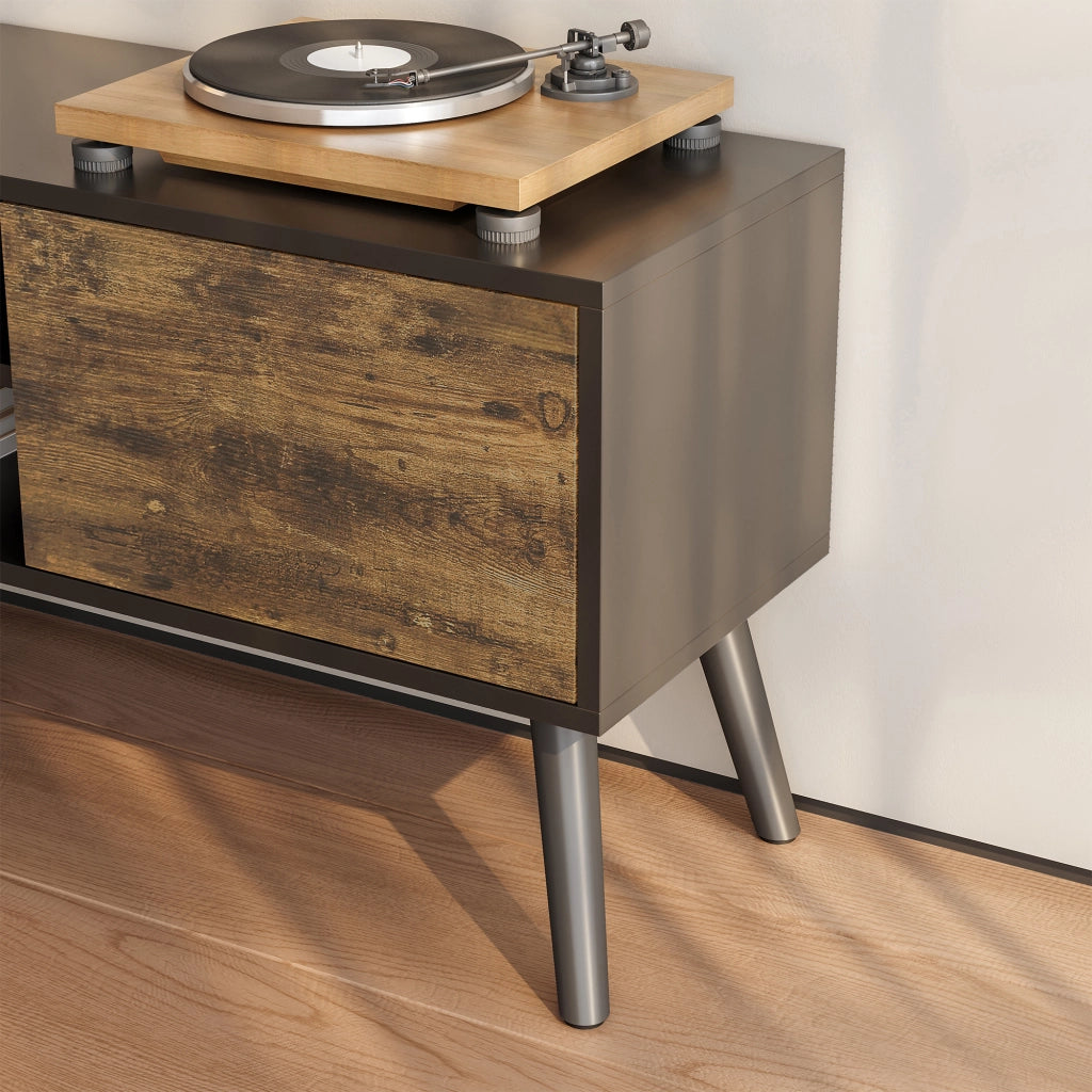 Mobile Porta TV Eskilstuna a 2 Ante e Ripiani 120 x 30 x 47 cm - Nero/ Color Legno Scuro [en.casa]